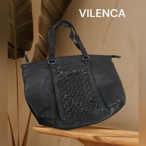 VILENCA HOLLAND  BLACK LYLA  Genuine Leather Shoulder Bag / Tote